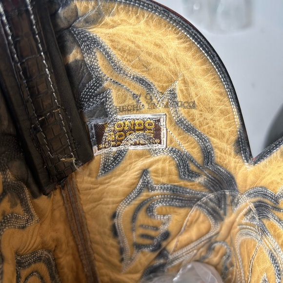 Vintage Hondo Lizard Cowboy Boots Men’s 8.5 Womens 10 Black Exotic Western - Picture 8 of 8